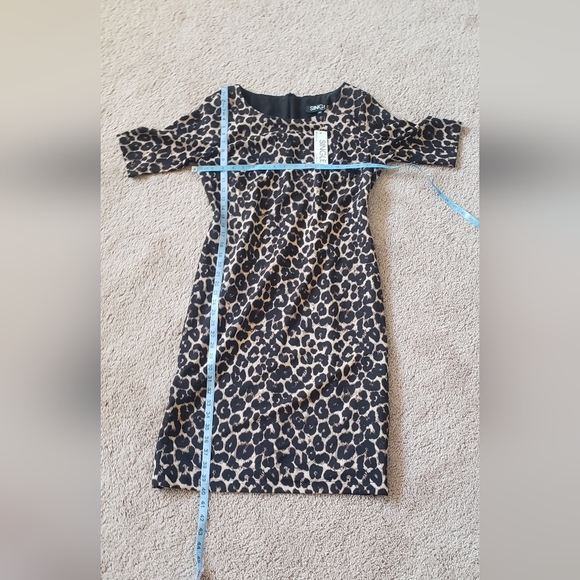 NWT M Single Los Angeles cheetah print lined midi quarter sleeve satin feel - Picture 7 of 9